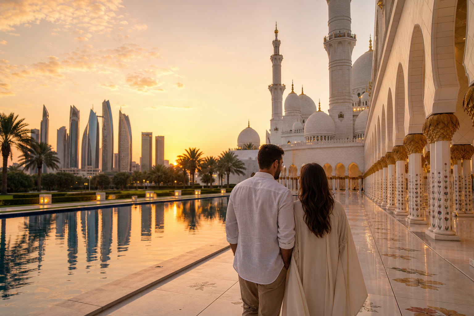 Dubai to Abu Dhabi couples city escape preview with skyline and cultural landmarks