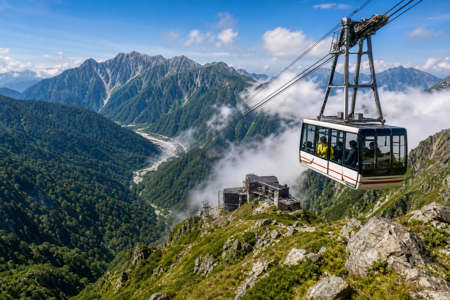 Japan Alps road trip loop with mountain valley scenery, onsen nights, and classic towns between Tokyo, Matsumoto, Kamikochi, Okuhida, Takayama, and Kanazawa