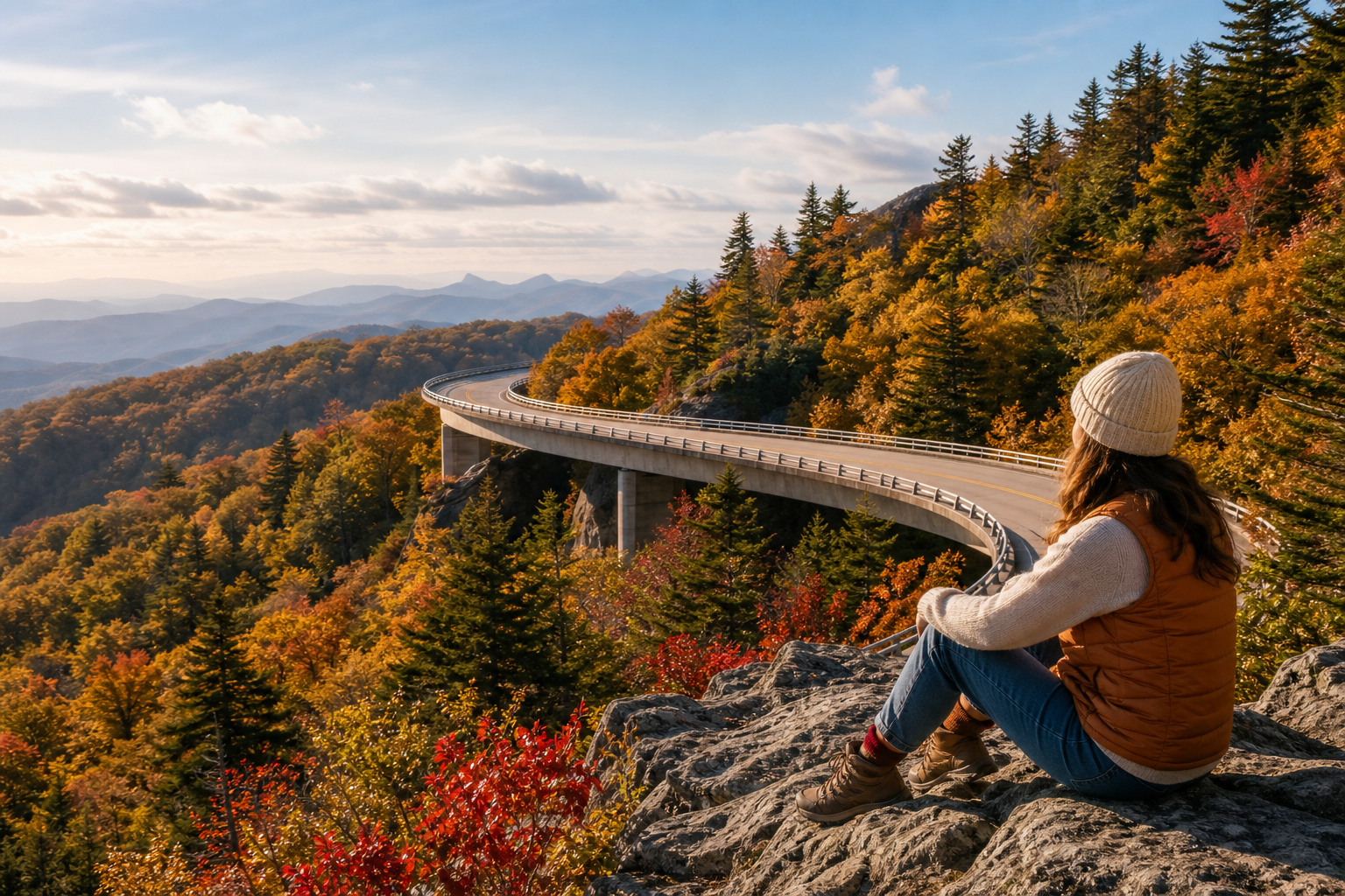 Blue Ridge Parkway Solo Reset: a solo-friendly 7-day fall road trip with scenic drives, waterfall stops, short hikes, and cozy mountain-town nights—northbound from Asheville to Roanoke