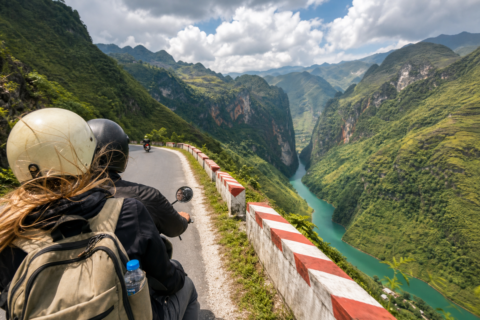 Easy Rider motorbike experience on a mountain road with sweeping views in Hà Giang