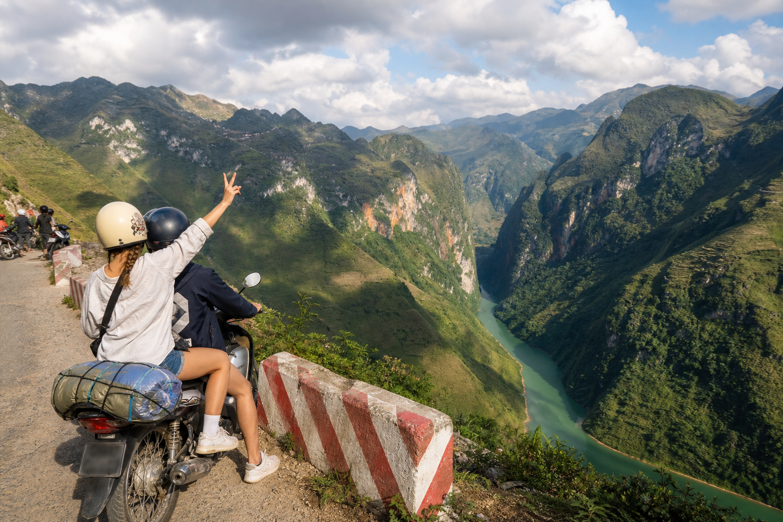 Dramatic cliffside mountain pass scenery on the Hà Giang Loop in northern Vietnam