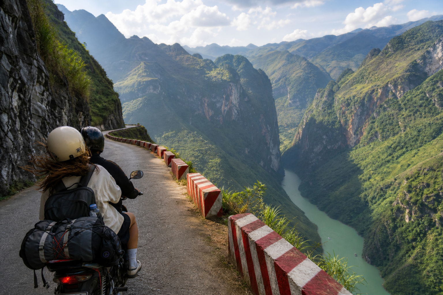 Hà Giang Loop 3-day Vietnam mountain adventure with karst peaks and cliffside roads—easy rider–first pacing