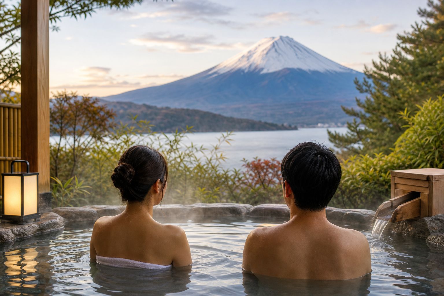 Hakone ryokan onsen relaxation and Kyoto evening atmosphere