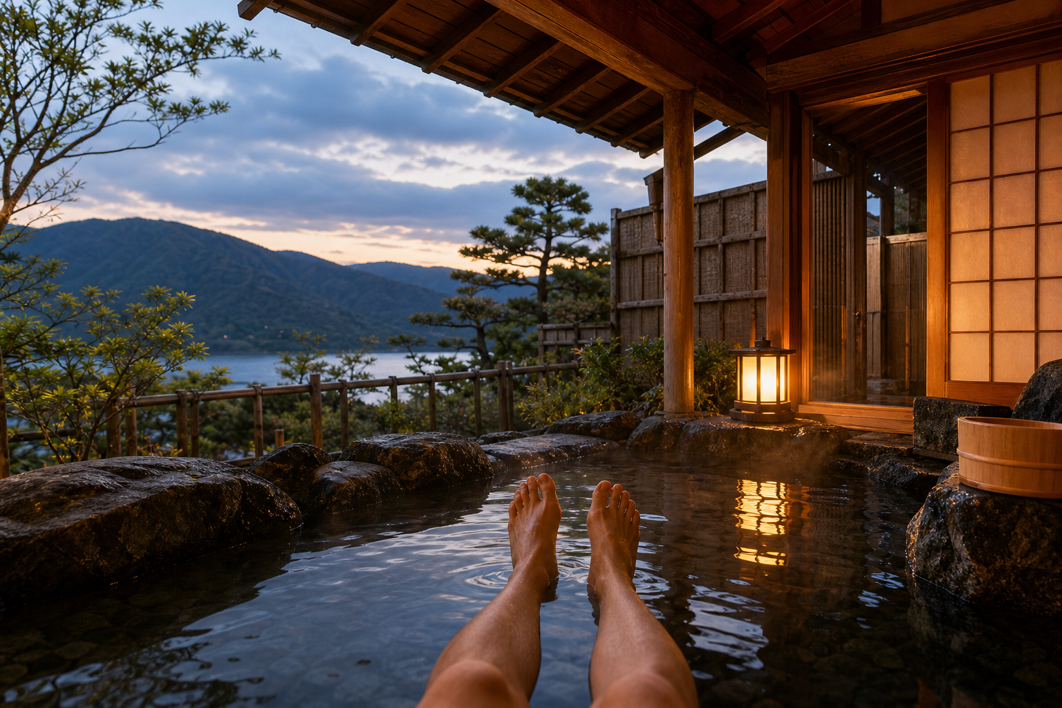 Ryokan-style onsen serenity in Hakone, the plan’s restorative hinge night