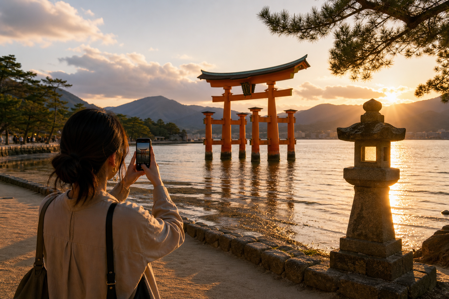 Experience preview showing a cultural and scenic Japan moment representing Kyoto, Hakone, and Hiroshima highlights