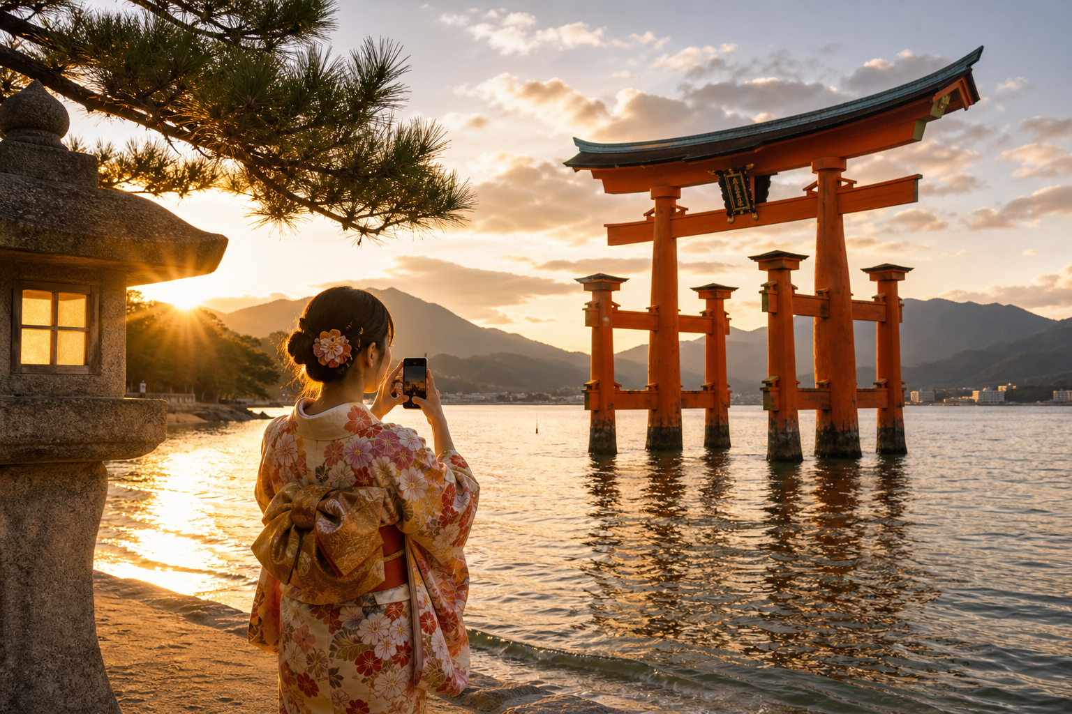 Japan trip hero image representing Tokyo to Hiroshima route with food and cultural highlights