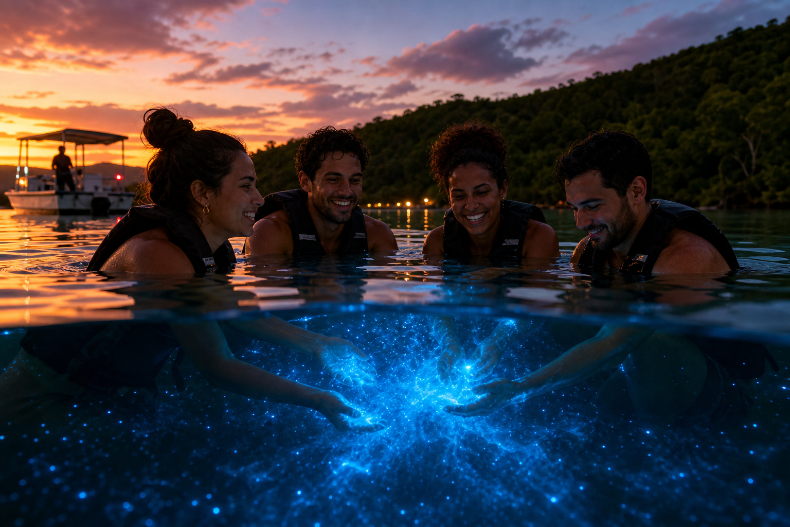 Puerto Rico friends trip: Old San Juan nights, Vieques bioluminescent bay glow, and Culebra beach days—built around realistic transfer half-days