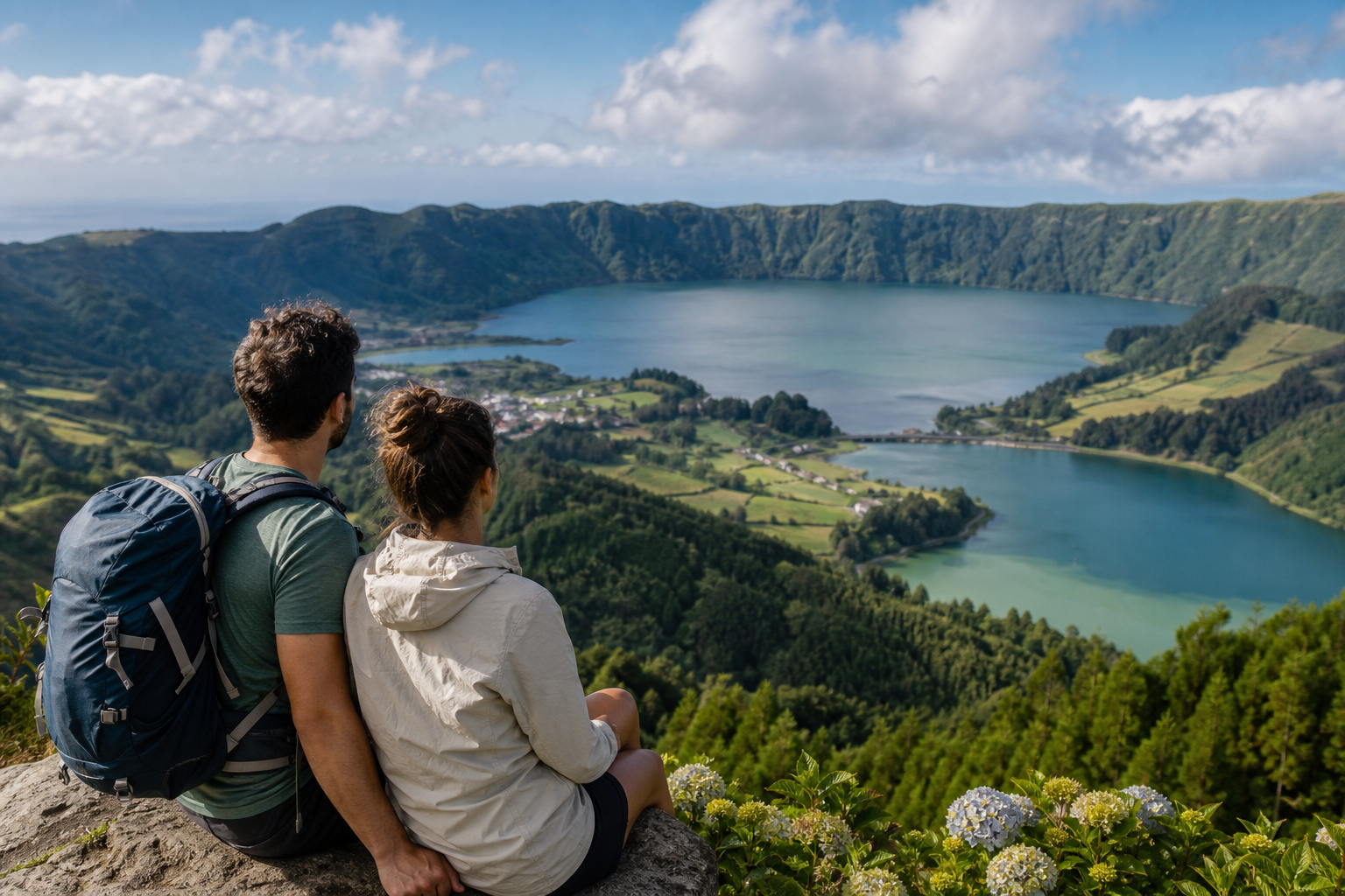 Hiking trail above Sete Cidades crater lakes on São Miguel