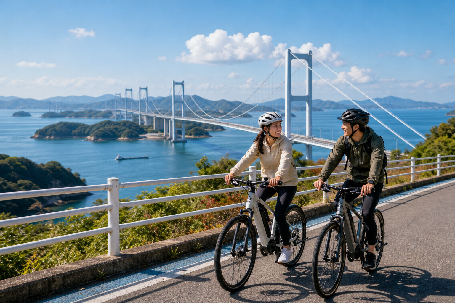 Couples experience preview: scenic island roads and bridge viewpoints along the Shimanami Kaido area