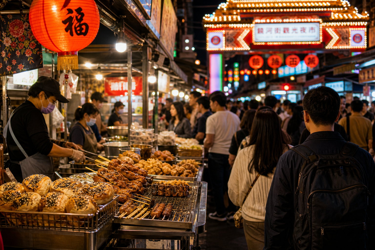 Night market tasting crawl preview with street-food atmosphere